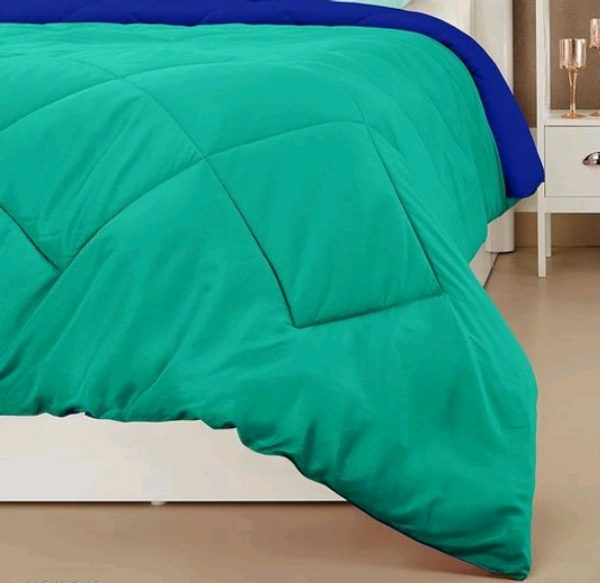  Relaxfeel 250 GSM Premium Luxury 5 Star Microfibre Reversible Soft Plain Quilted 90x100 Inch Double Bed Comforter / Quilt / Duvet / Razai / Rajai ( Green/Blue ) - Free Size,  Green / Blue,  Microfiber,  Rajai, Pack of1